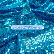 Ткань Пайеточная на трикотаже (голубой)